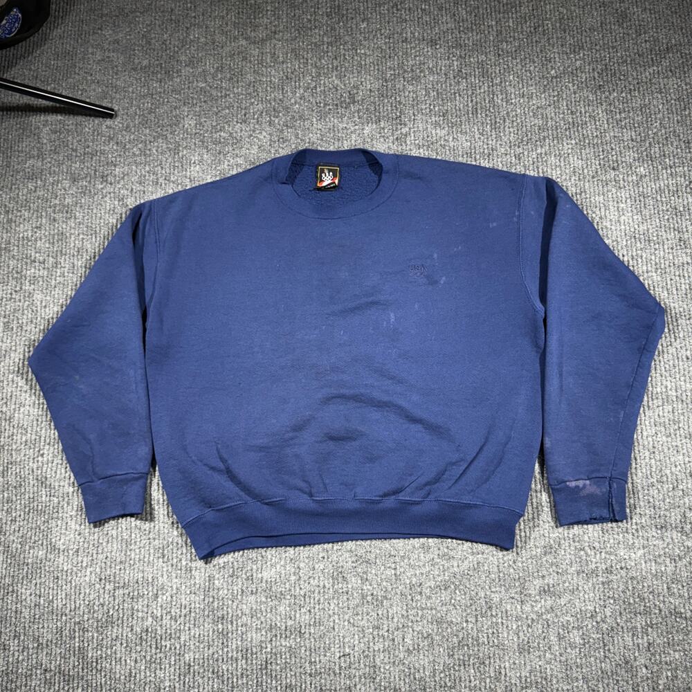 Vintage USA Olympics Sweatshirt Mens Large Navy Blue Sports Crewneck Performance